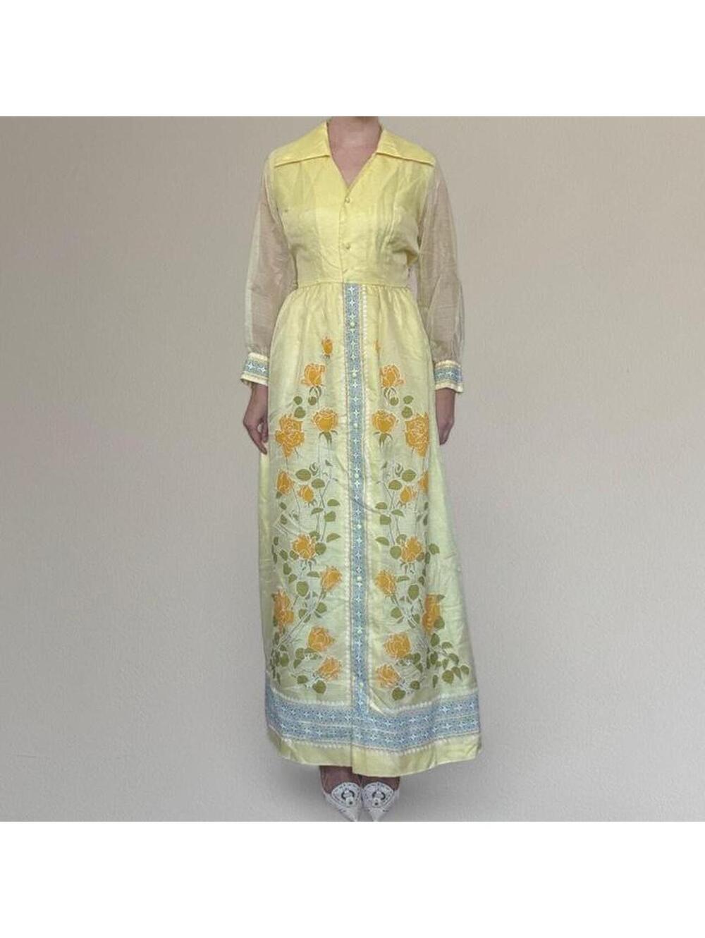 1970s vintage floral maxi dress from Alfred Shaheen.